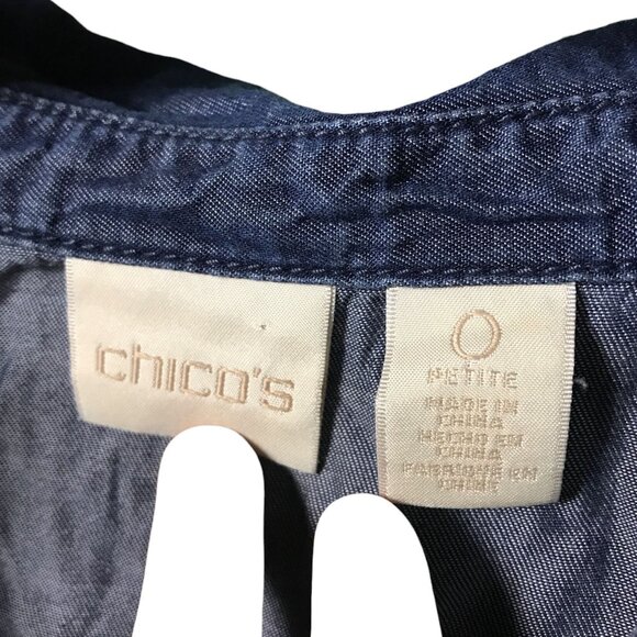 Chico's Medium Blue Denim button down sleeveless‎ Dress Womens Size - Picture 4 of 5